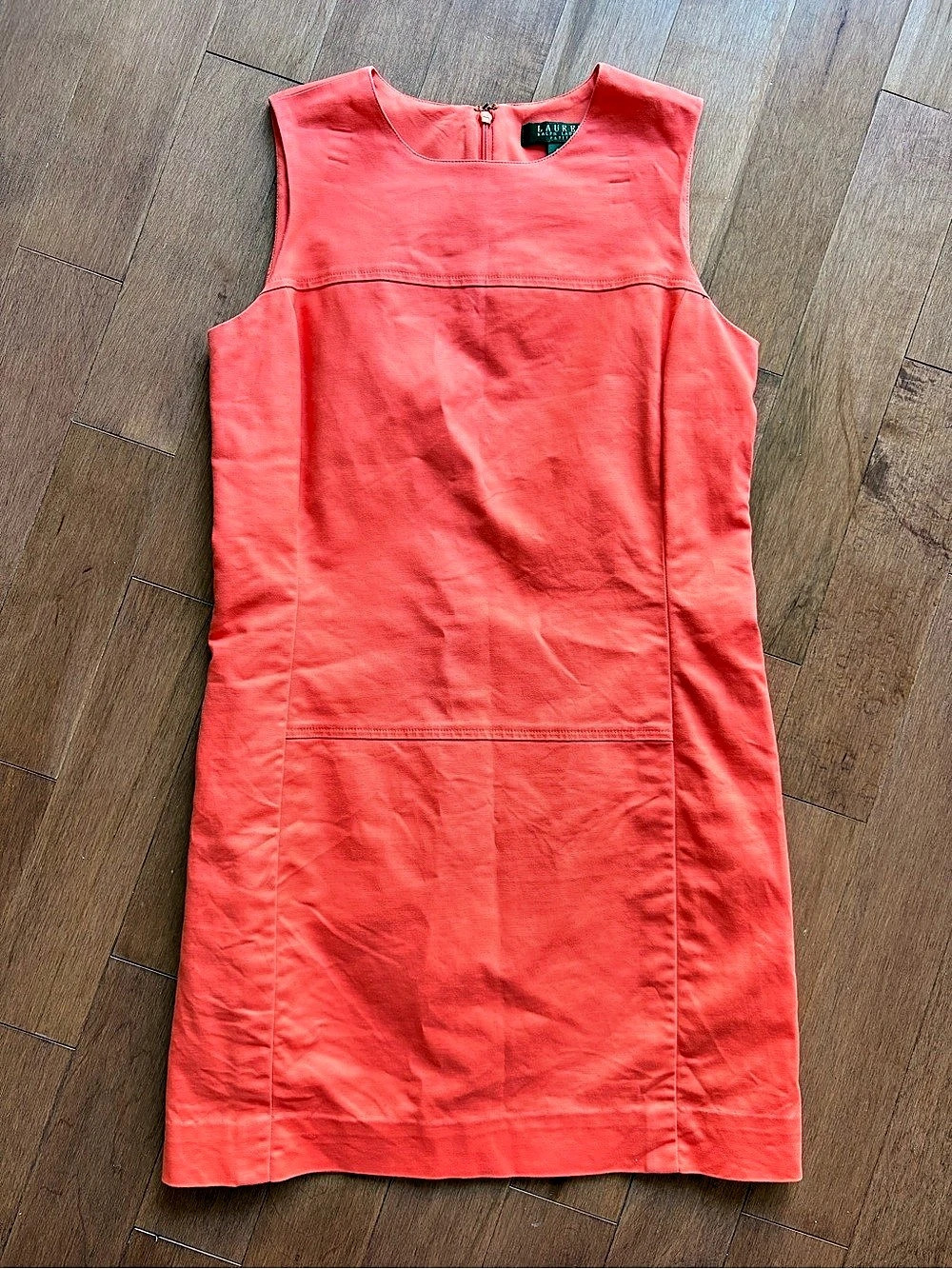 Lauren Ralph Lauren Coral Cotton Stretch Sheath Dress Petite 6P Y2K